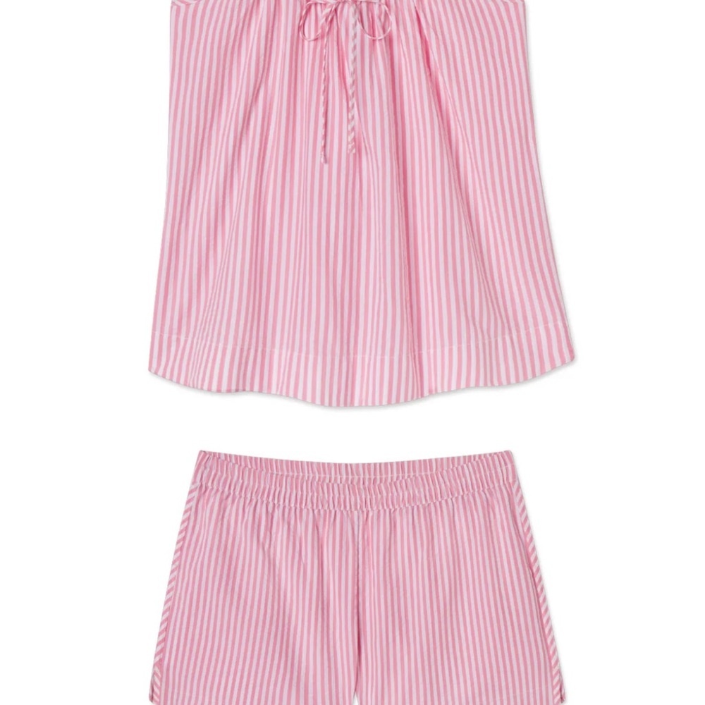 NWOT LAKE Alice shorts set in sun-kissed coral seersucker